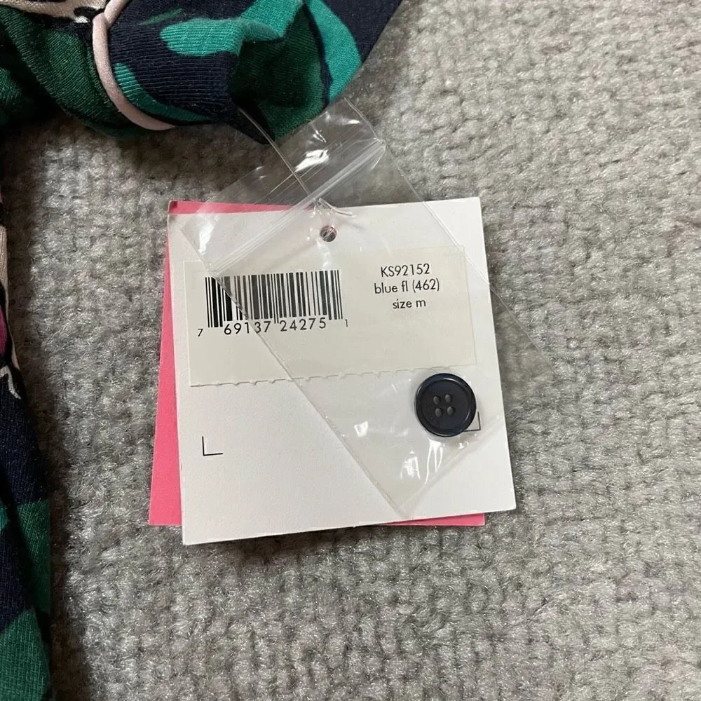 Brand New Kate Spade Women’s Medium Blue Green Floral Pajama Top Shirt Buttoned